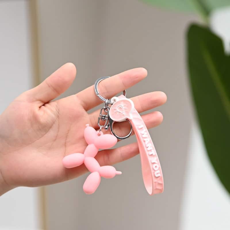 1 Pcs Jelly Balloon Dog Design Keychain for Women, Cute Girls Key
