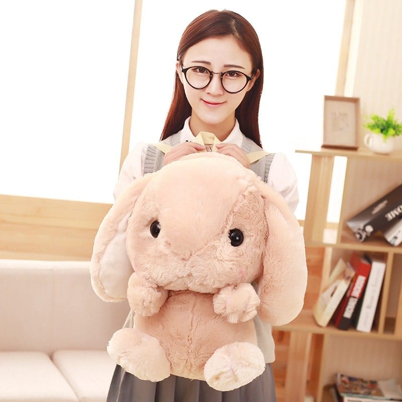 Girls Fluffy Plush Bunny Backpack Doll Rabbit School Shoulder Bag