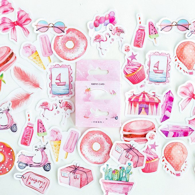 pink sticker, sweets stickers, food stickers, boho stickers, cartoon stickers