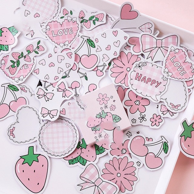 happy sticker, pink sticker, food stickers, boho stickers, cartoon stickers
