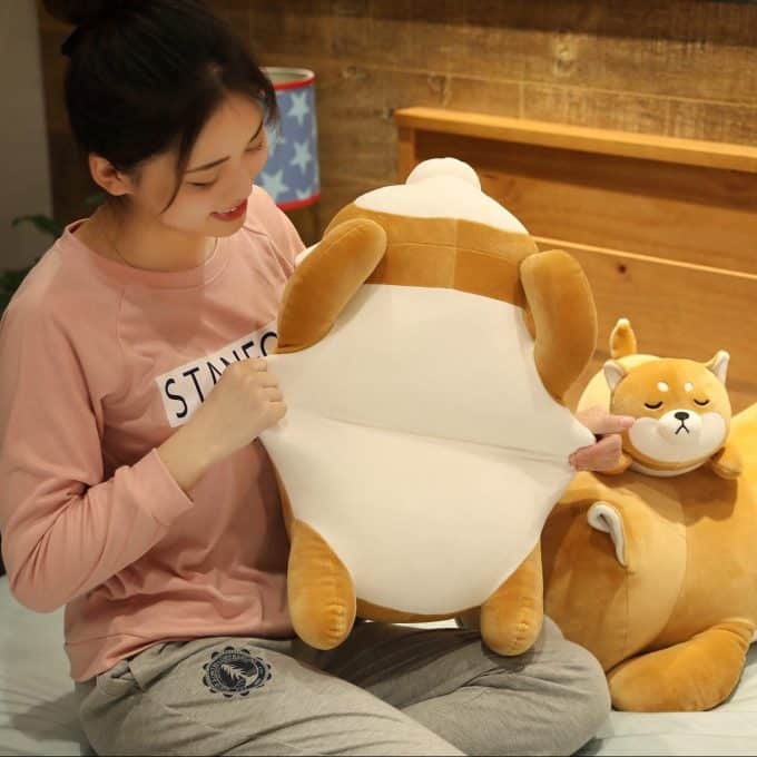 giant shiba plush, chonky shiba plush, kawaii shiba inu plush pillow, cute plush shiba inu, 30 inch stuffed animals