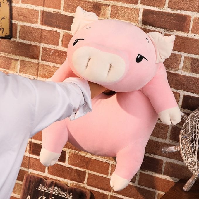 sleeping pig plush, kawaii pig stuffed animal, kawaii pig plush, cute pig plush toy, long plush pillow