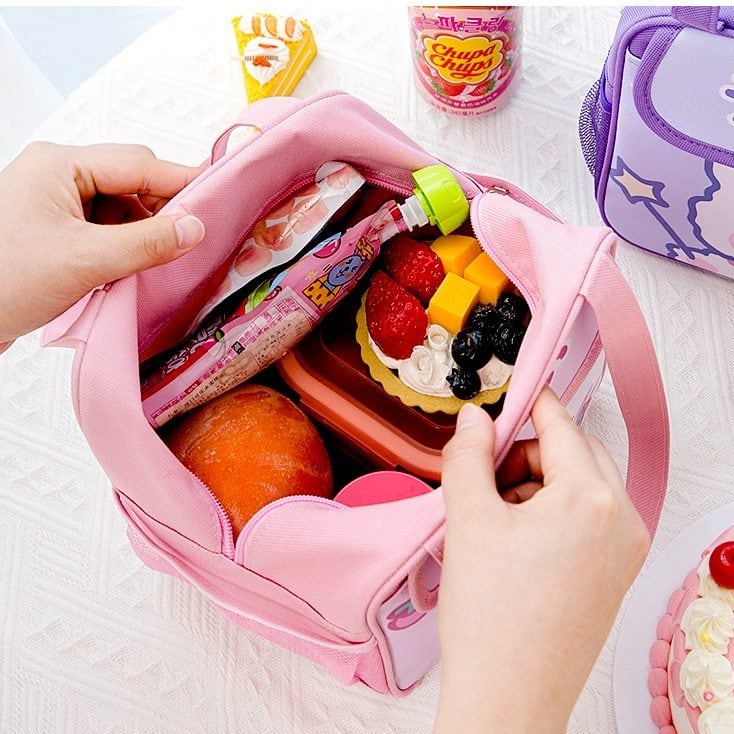 japanese bento bag bear pink