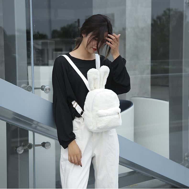 backpack with bunny ears white