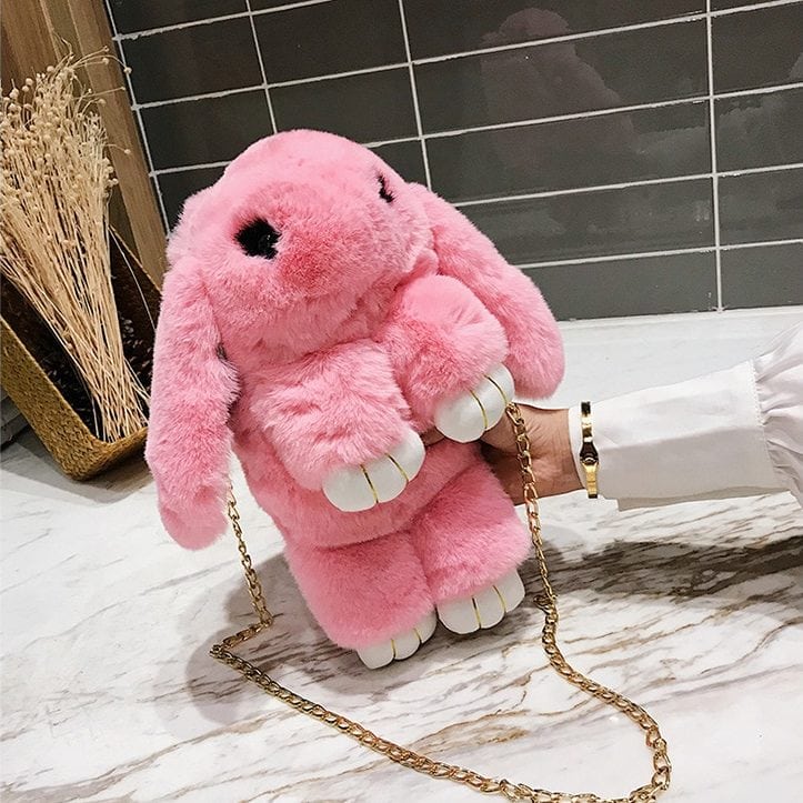 bunny backpack plush pink