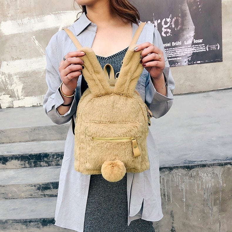  Bunny Backpack, Fur Mini Backpacks for Womens Plush