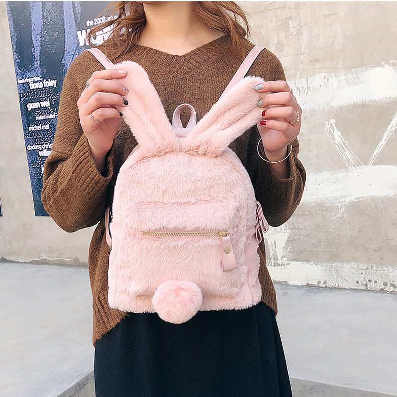fluffy bunny backpack pink
